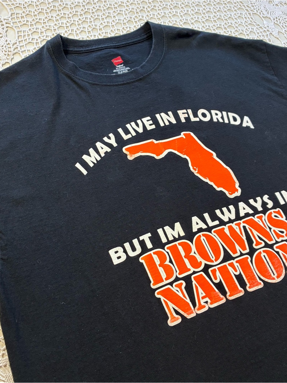 Hanes Cleveland Browns NFL Men's XL Black Graphic T-Shirt Orange White - Picture 2 of 9